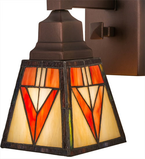 Meyda Lighting Otero 5" Mahogany Bronze Wall Sconce With Multi-Colored Shade Glass