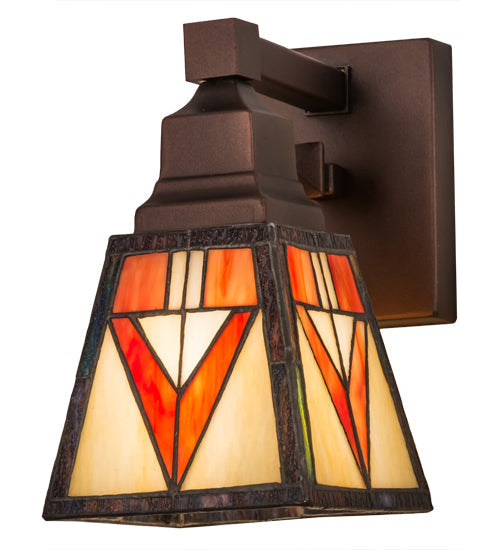 Meyda Lighting Otero 5" Mahogany Bronze Wall Sconce With Multi-Colored Shade Glass