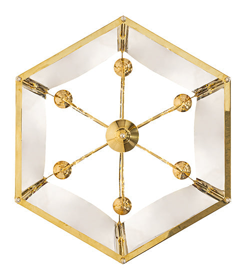 Meyda Lighting Ouro 36" 6-Light Polished Brass Pendant Light With Clear Shade Glass