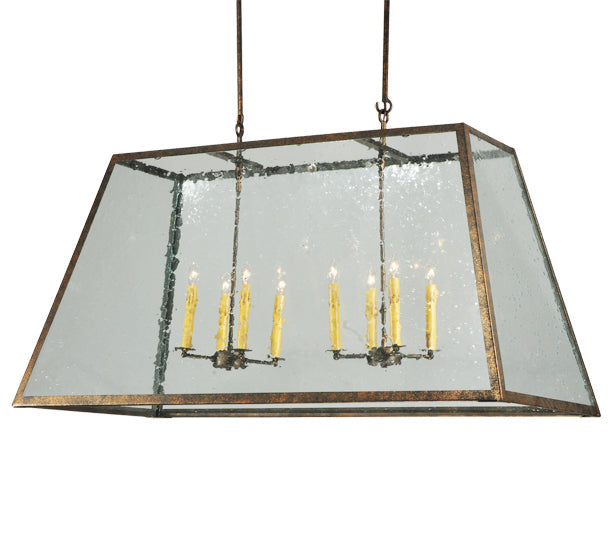Meyda Lighting Ovation 48" 8-Light Antique Rust Island Pendant Light With Clear Seeded Shade Glass