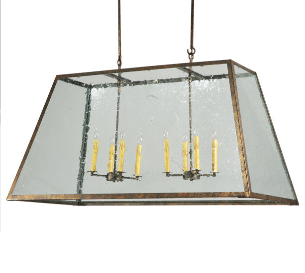 Meyda Lighting Ovation 48" 8-Light Antique Rust Island Pendant Light With Clear Seeded Shade Glass