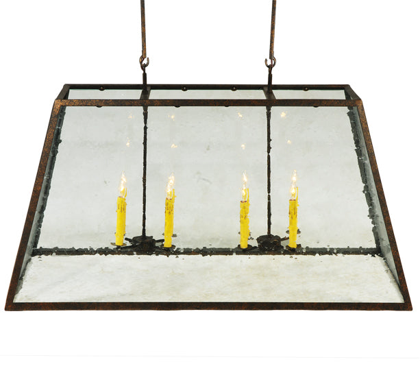 Meyda Lighting Ovation 48" 8-Light Antique Rust Island Pendant Light With Clear Seeded Shade Glass