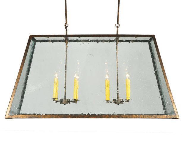 Meyda Lighting Ovation 48" 8-Light Antique Rust Island Pendant Light With Clear Seeded Shade Glass