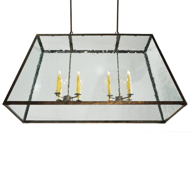Meyda Lighting Ovation 48" 8-Light Antique Rust Island Pendant Light With Clear Seeded Shade Glass