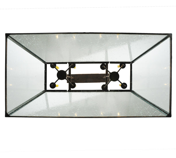 Meyda Lighting Ovation 48" 8-Light Antique Rust Island Pendant Light With Clear Seeded Shade Glass