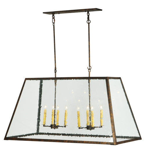 Meyda Lighting Ovation 48" 8-Light Antique Rust Island Pendant Light With Clear Seeded Shade Glass
