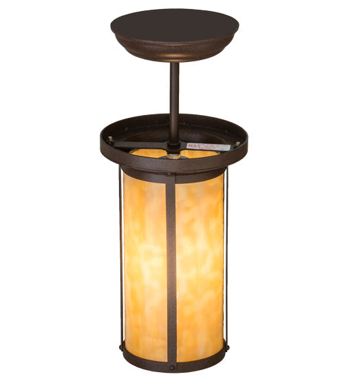 Meyda Lighting Overbrook 6" Cafe Noir Flush Mount Light With Beige Art Shade Glass