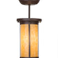 Meyda Lighting Overbrook 6" Cafe Noir Flush Mount Light With Beige Art Shade Glass