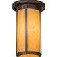 Meyda Lighting Overbrook 6" Cafe Noir Flush Mount Light With Beige Art Shade Glass