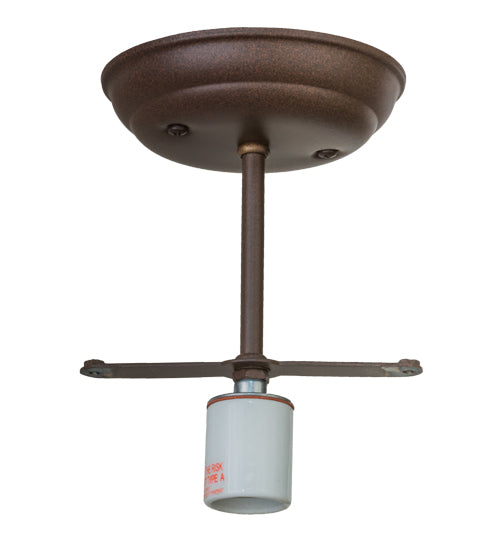 Meyda Lighting Overbrook 6" Cafe Noir Flush Mount Light With Beige Art Shade Glass