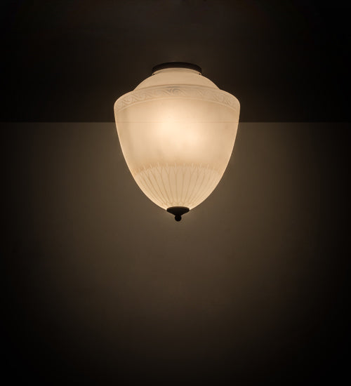 Meyda Lighting Ovum Aquinum 14" 2-Light Mahogany Bronze Flush Mount Light With White Opal Art Shade Glass