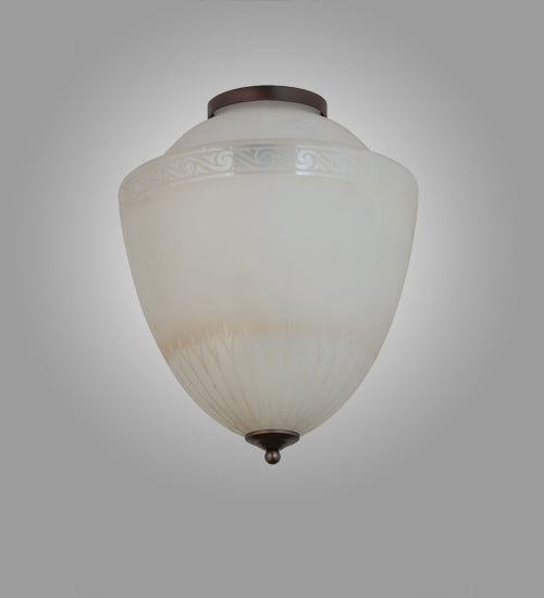 Meyda Lighting Ovum Aquinum 14" 2-Light Mahogany Bronze Flush Mount Light With White Opal Art Shade Glass