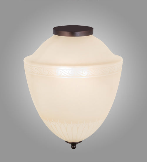 Meyda Lighting Ovum Aquinum 14" 2-Light Mahogany Bronze Flush Mount Light With White Opal Art Shade Glass