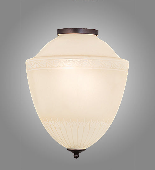 Meyda Lighting Ovum Aquinum 14" 2-Light Mahogany Bronze Flush Mount Light With White Opal Art Shade Glass