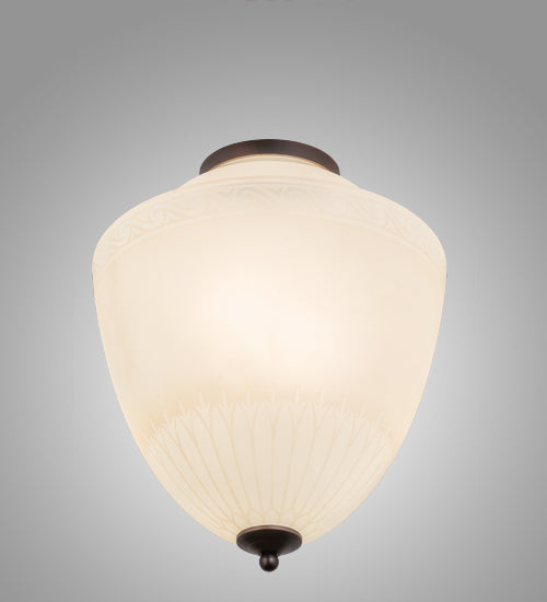 Meyda Lighting Ovum Aquinum 14" 2-Light Mahogany Bronze Flush Mount Light With White Opal Art Shade Glass