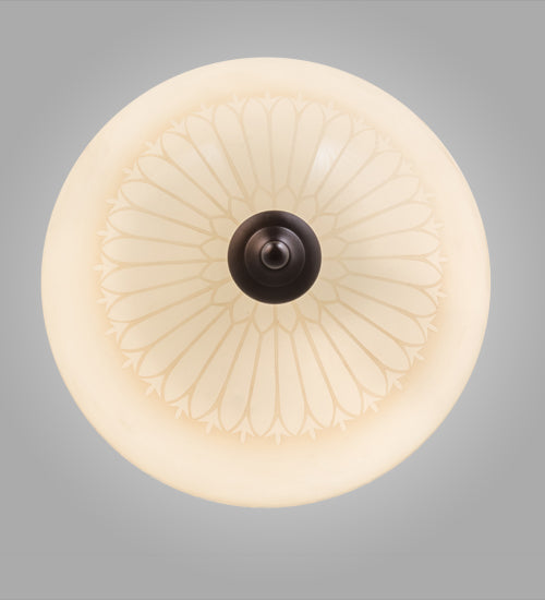 Meyda Lighting Ovum Aquinum 14" 2-Light Mahogany Bronze Flush Mount Light With White Opal Art Shade Glass