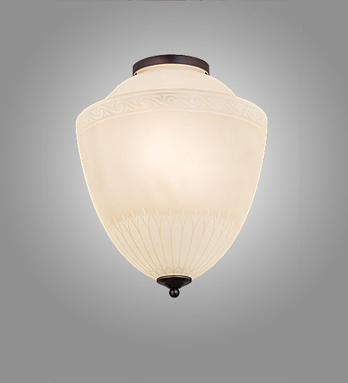 Meyda Lighting Ovum Aquinum 14" 2-Light Mahogany Bronze Flush Mount Light With White Opal Art Shade Glass