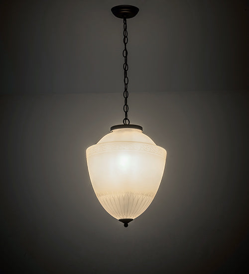 Meyda Lighting Ovum Aquinum 14" 2-Light Mahogany Bronze Pendant Light With White Opal Shade Glass