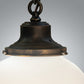 Meyda Lighting Ovum Aquinum 14" Antique Brass Pendant Light With White Opal Shade Glass