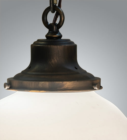 Meyda Lighting Ovum Aquinum 14" Antique Brass Pendant Light With White Opal Shade Glass