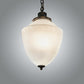 Meyda Lighting Ovum Aquinum 14" Antique Brass Pendant Light With White Opal Shade Glass