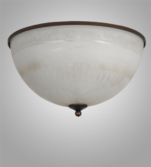 Meyda Lighting Ovum Aquinum 18" 4-Light Mahogany Bronze Flush Mount Light With White Shade Glass