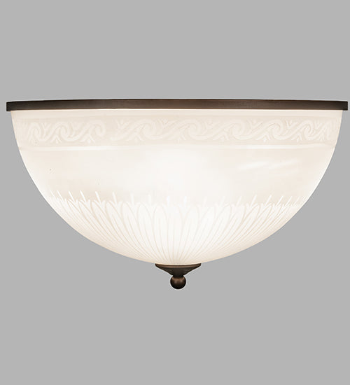 Meyda Lighting Ovum Aquinum 18" 4-Light Mahogany Bronze Flush Mount Light With White Shade Glass
