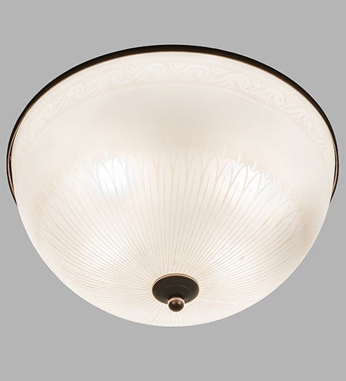 Meyda Lighting Ovum Aquinum 18" 4-Light Mahogany Bronze Flush Mount Light With White Shade Glass