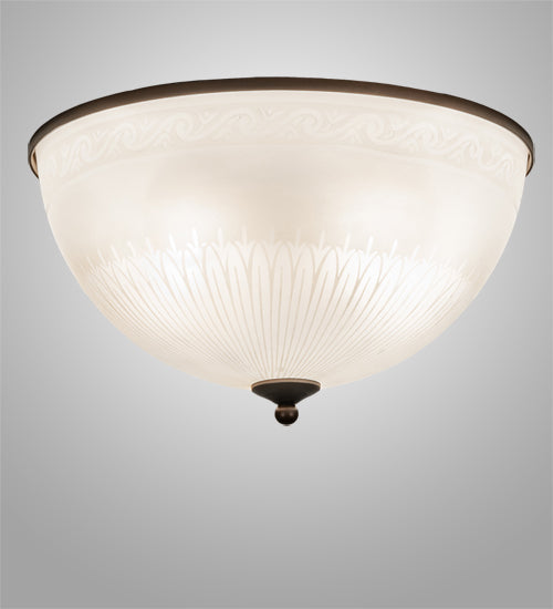 Meyda Lighting Ovum Aquinum 18" 4-Light Mahogany Bronze Flush Mount Light With White Shade Glass
