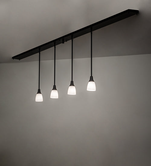 Meyda Lighting Oyster Bay 118" 4-Light Solar Black Goblet Island Pendant Light With White Opal Shade Glass