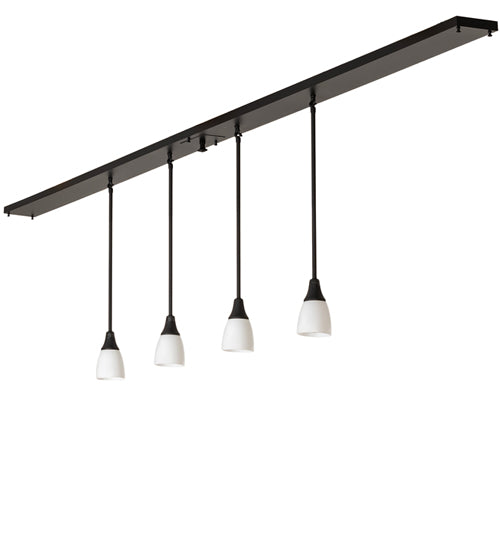 Meyda Lighting Oyster Bay 118" 4-Light Solar Black Goblet Island Pendant Light With White Opal Shade Glass