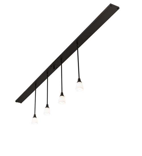 Meyda Lighting Oyster Bay 118" 4-Light Solar Black Goblet Island Pendant Light With White Opal Shade Glass
