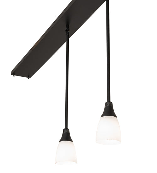 Meyda Lighting Oyster Bay 118" 4-Light Solar Black Goblet Island Pendant Light With White Opal Shade Glass