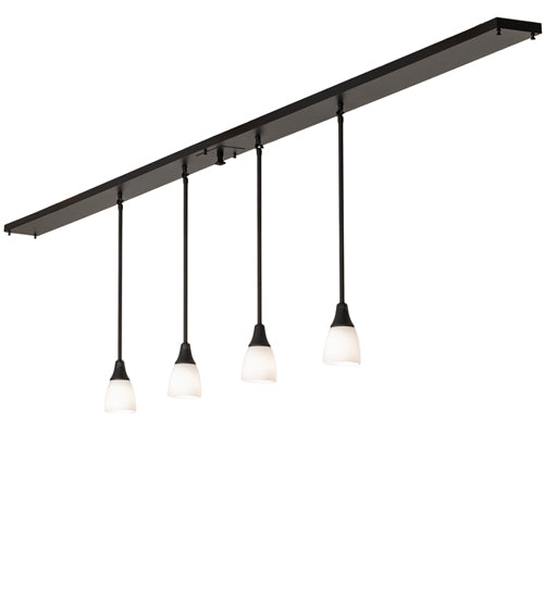Meyda Lighting Oyster Bay 118" 4-Light Solar Black Goblet Island Pendant Light With White Opal Shade Glass