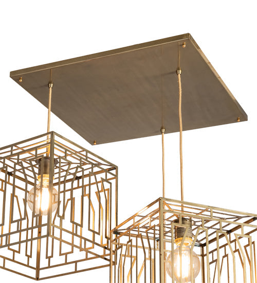 Meyda Lighting Pablo 32" 3-Light Brushed Brass Cascading Pendant Light