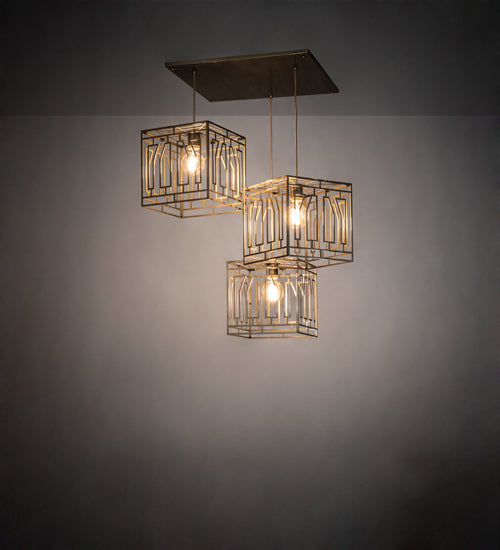 Meyda Lighting Pablo 32" 3-Light Brushed Brass Cascading Pendant Light
