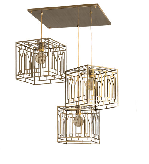Meyda Lighting Pablo 32" 3-Light Brushed Brass Cascading Pendant Light