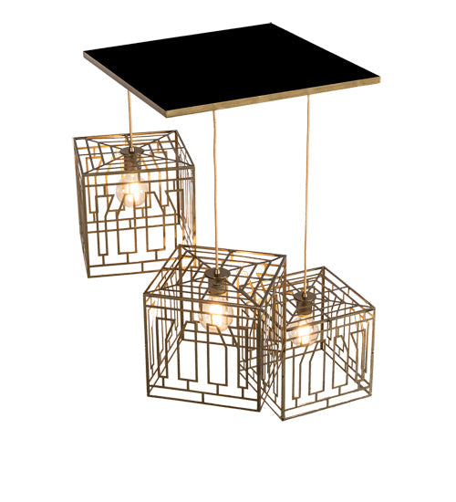 Meyda Lighting Pablo 32" 3-Light Brushed Brass Cascading Pendant Light