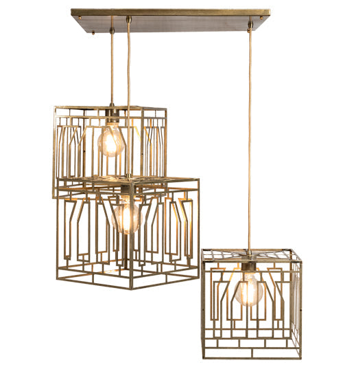 Meyda Lighting Pablo 32" 3-Light Brushed Brass Cascading Pendant Light
