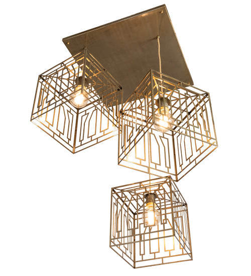 Meyda Lighting Pablo 32" 3-Light Brushed Brass Cascading Pendant Light