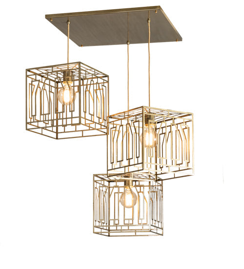 Meyda Lighting Pablo 32" 3-Light Brushed Brass Cascading Pendant Light