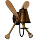 Meyda Lighting Paddle 12" Antique Copper & Natural Wood Wall Sconce With Amber Mica Shade Glass