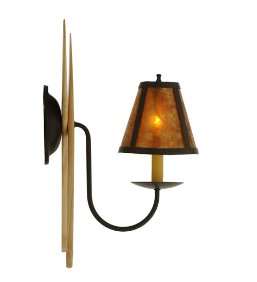 Meyda Lighting Paddle 12" Timeless Bronze Wall Sconce With Amber Mica Shade Glass