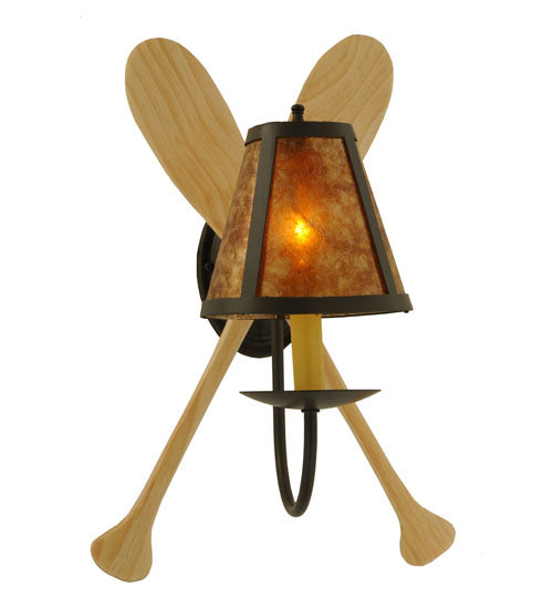 Meyda Lighting Paddle 12" Timeless Bronze Wall Sconce With Amber Mica Shade Glass