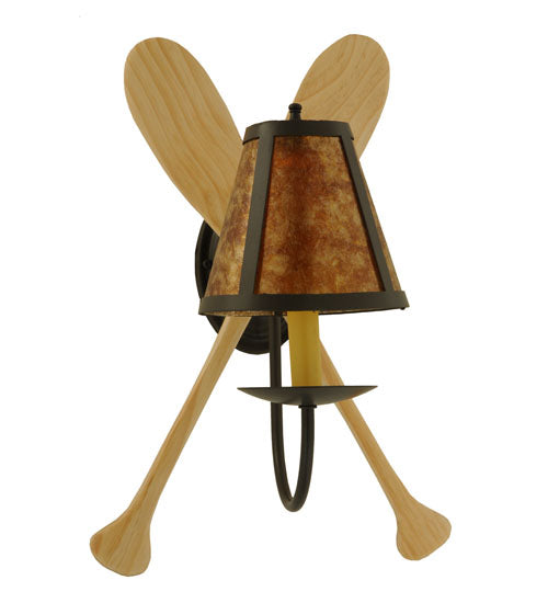 Meyda Lighting Paddle 12" Timeless Bronze Wall Sconce With Amber Mica Shade Glass