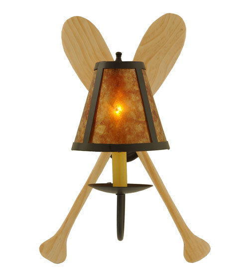 Meyda Lighting Paddle 12" Timeless Bronze Wall Sconce With Amber Mica Shade Glass