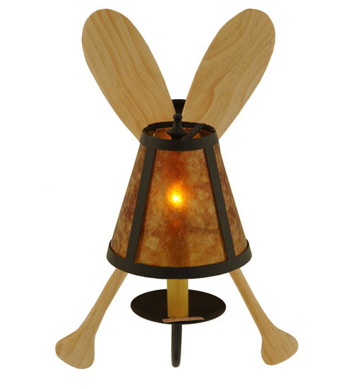 Meyda Lighting Paddle 12" Timeless Bronze Wall Sconce With Amber Mica Shade Glass