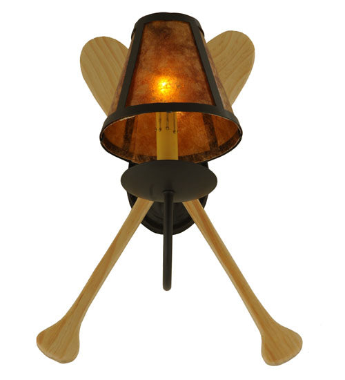 Meyda Lighting Paddle 12" Timeless Bronze Wall Sconce With Amber Mica Shade Glass