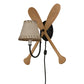 Meyda Lighting Paddle 14" Natural Wood & Textured Black Wall Sconce With Beige Textrene Shade
