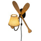 Meyda Lighting Paddle 14" Natural Wood & Textured Black Wall Sconce With Beige Textrene Shade